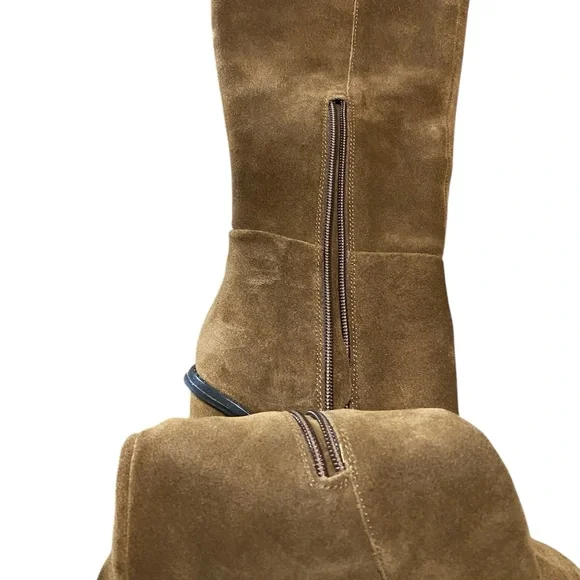 Gianni Bini Over The Knee Graham Cracker Brown Oiled Suede 3in Heel Boots Size 5